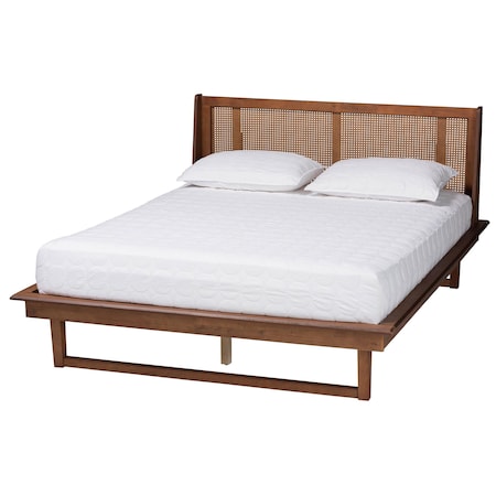 Baxton Studio Aveena Mid-Century Modern Walnut Brown Finished Wood Queen Size Platform Bed 239-12431-ZORO